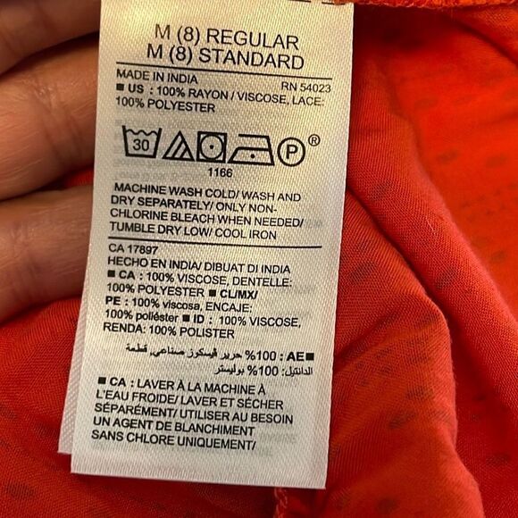 Old Navy Sleeveless Dress Polka Striped Print Midi Lace Orange Girls Medium 8 - Picture 5 of 5